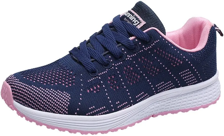 2007 Women's White Sneakers, Lace Up Tennis Shoes Running Shoes Comfort Casual Sneakers Orthotic Insole Arch Support Sneakers