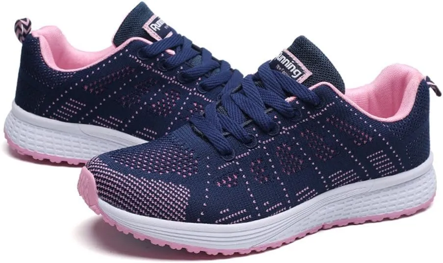 2007 Women's White Sneakers, Lace Up Tennis Shoes Running Shoes Comfort Casual Sneakers Orthotic Insole Arch Support Sneakers