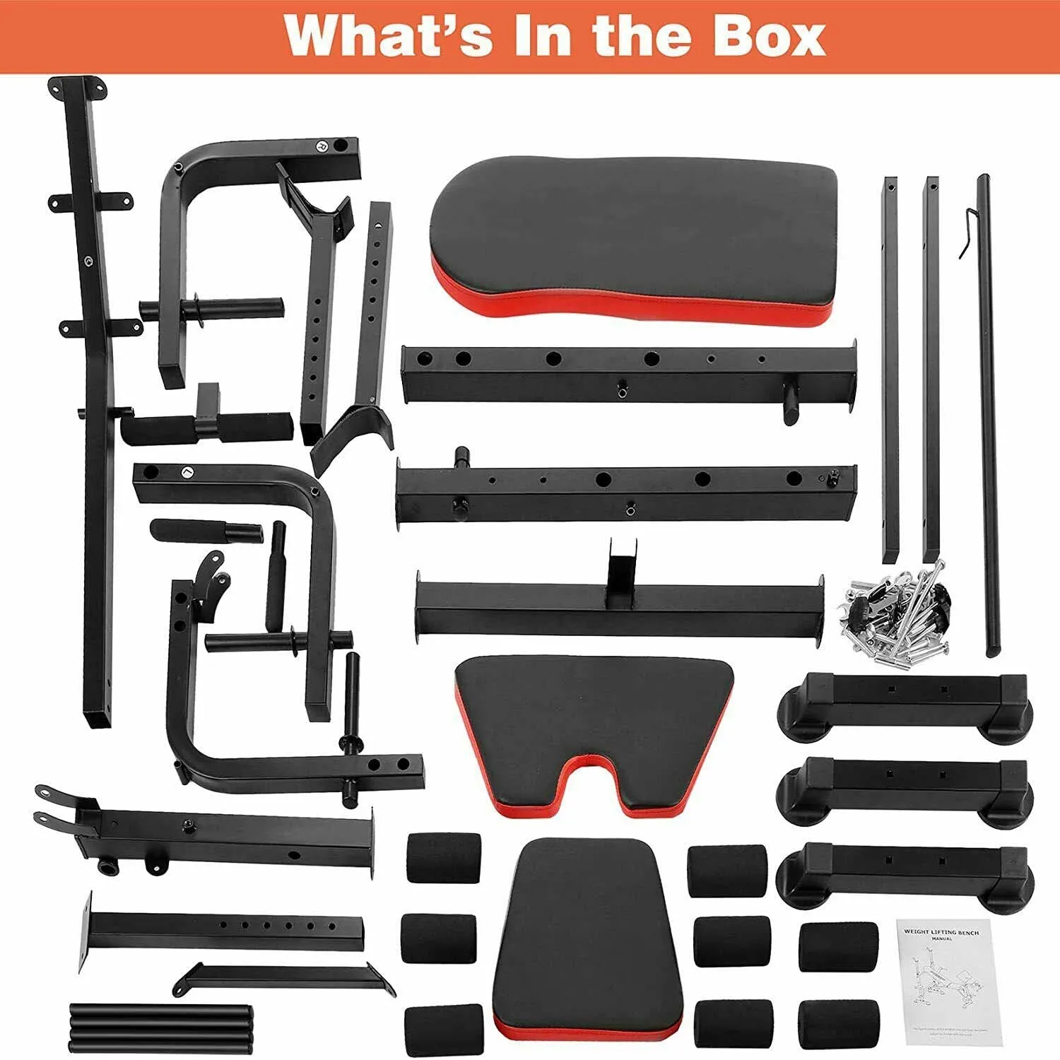 4-in-1 Foldable Workout Bench Set w/ Barbell Rack & Leg Developer Preacher Curl Rack