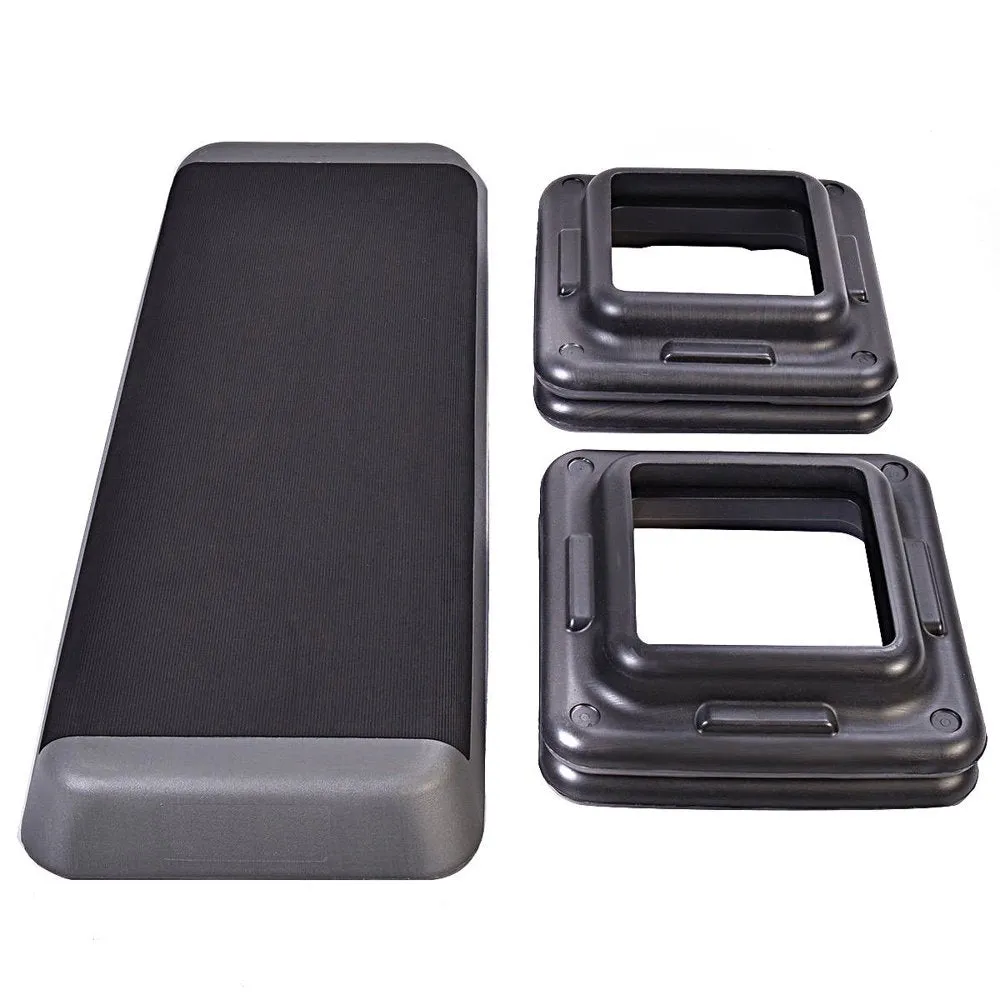 43`` Aerobic Stepper Step Cardio Fitness Exercise Adjust 4``-6``-8`` w/Risers