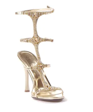 457-MICHELLE Ellie Gold High Heel Alternative Footwear Discontinued Sale Stock