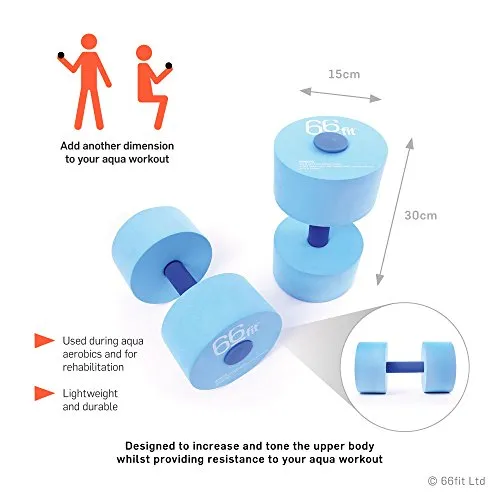 66fit Aqua Floatation Dumbbells x 2pcs - Aqua Foam Aerobic Water Pool Barbells