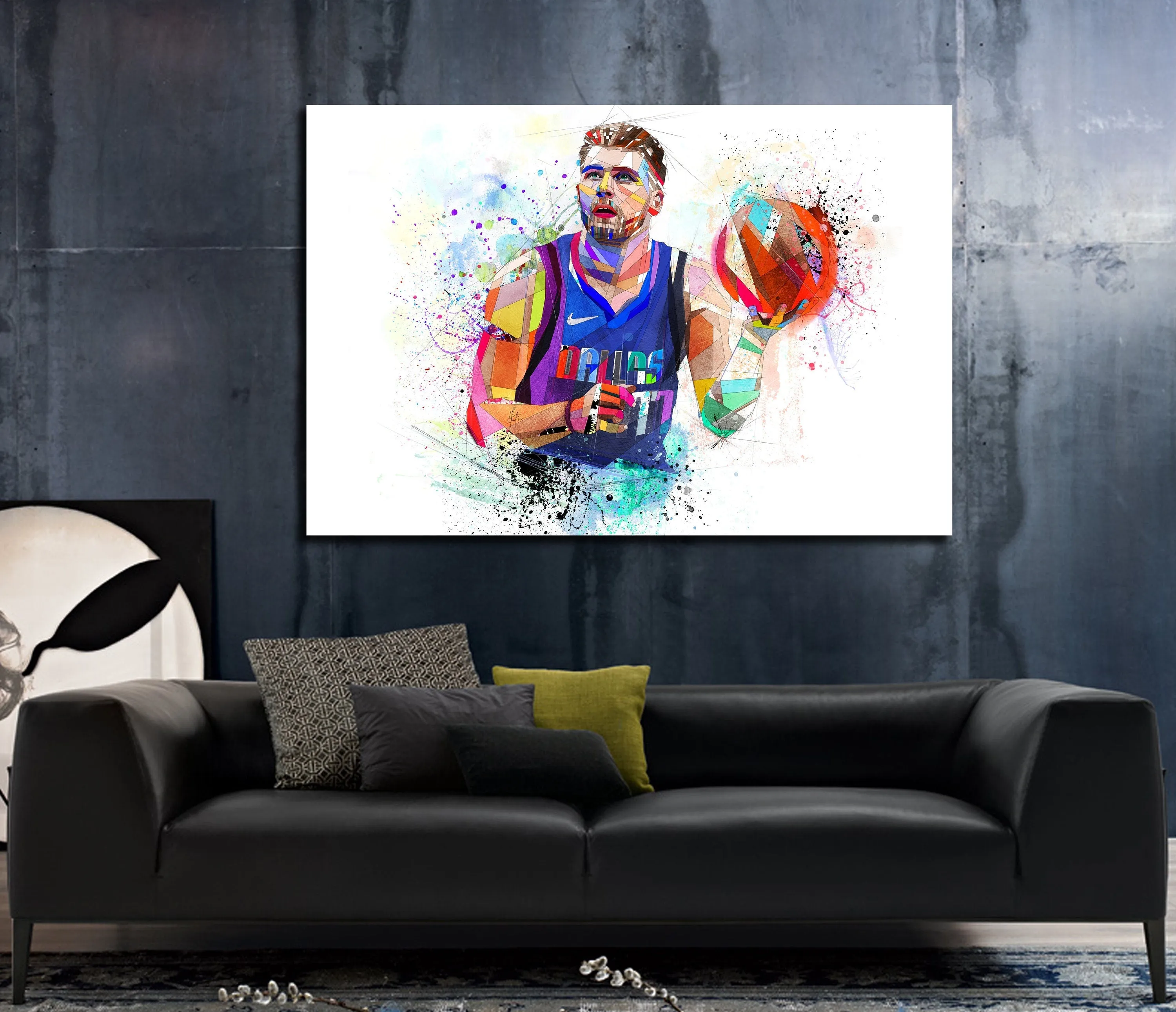 Abstract Canvas Wall Art Luka Dončić Poster Basketball Wall Art Sports Poster // NBA-LD01