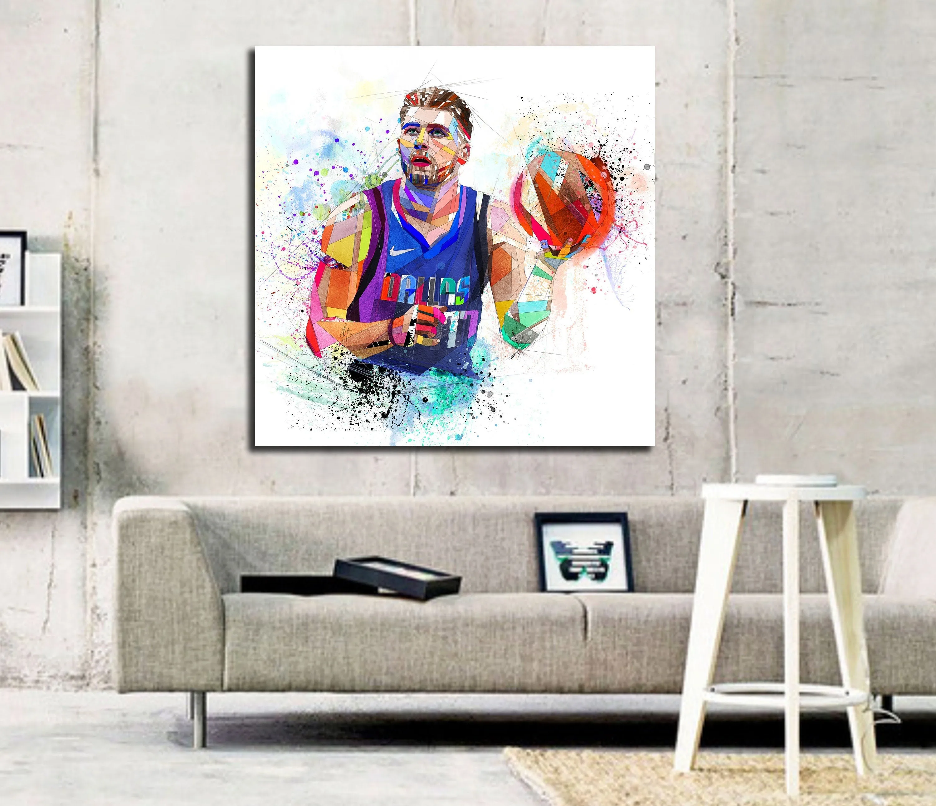 Abstract Canvas Wall Art Luka Dončić Poster Basketball Wall Art Sports Poster // NBA-LD01