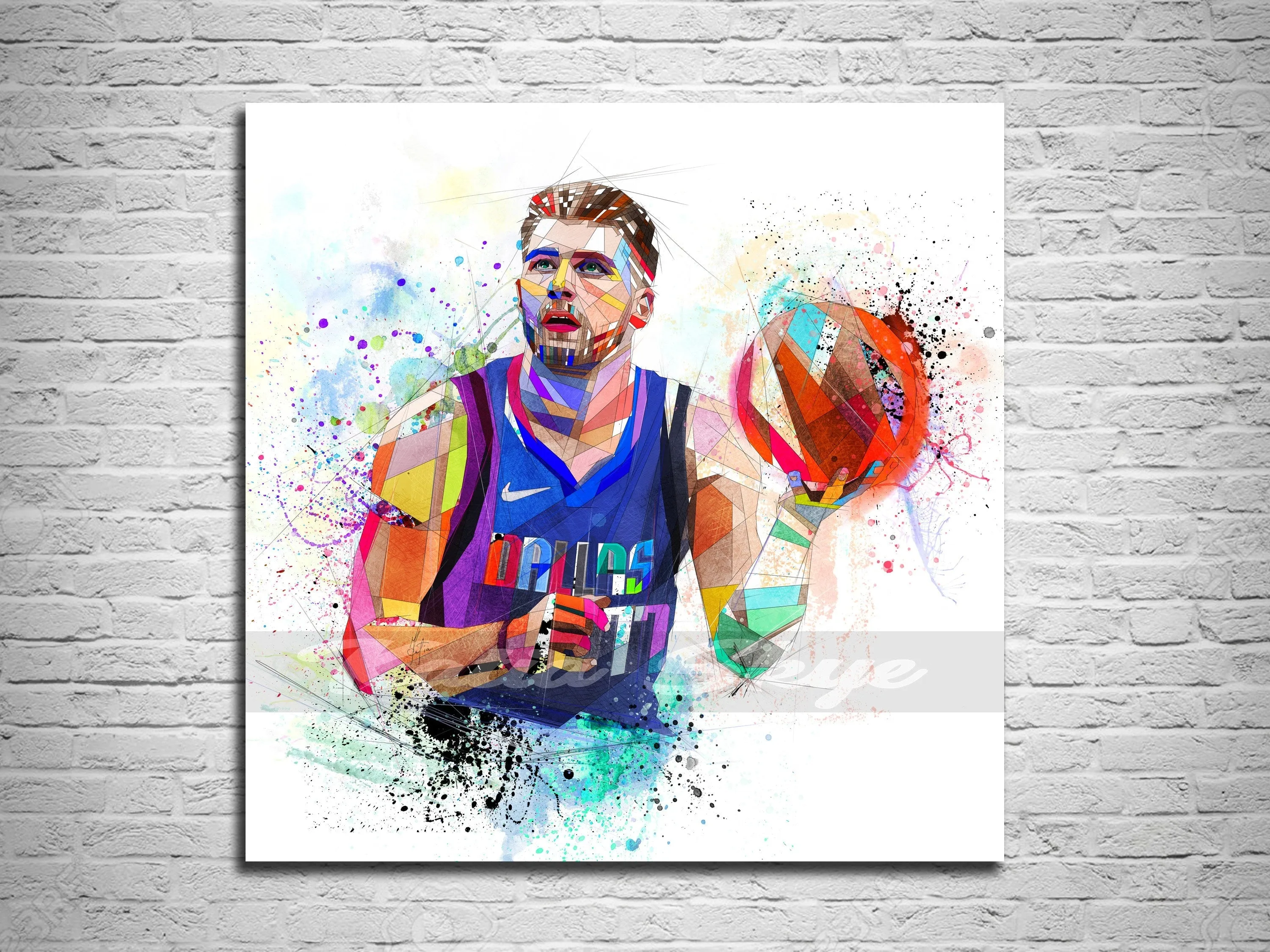 Abstract Canvas Wall Art Luka Dončić Poster Basketball Wall Art Sports Poster // NBA-LD01