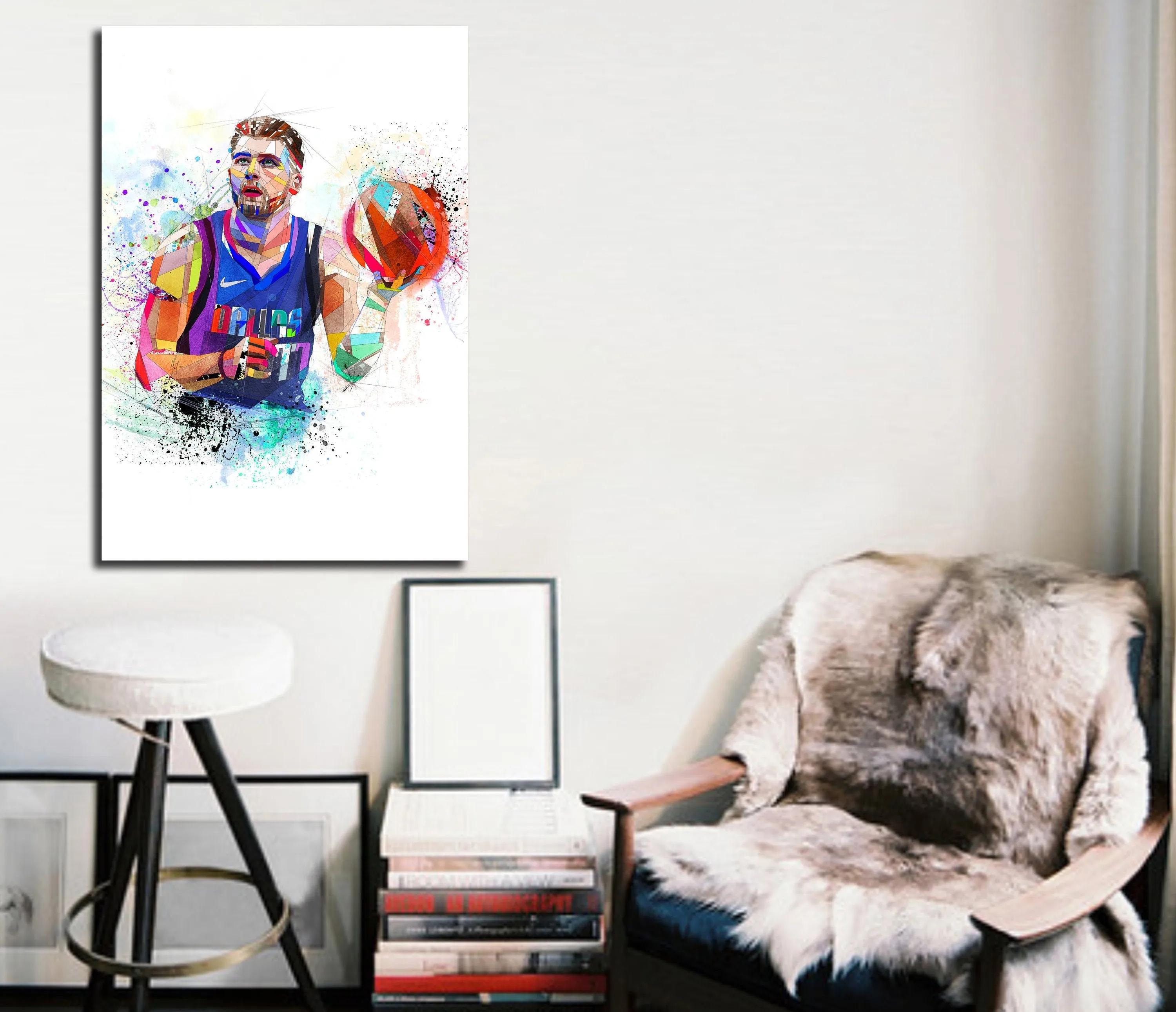 Abstract Canvas Wall Art Luka Dončić Poster Basketball Wall Art Sports Poster // NBA-LD01