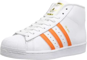 adidas Originals Boy's PRO Model J Running Shoe, White/Energy Orange Metallic/Gold, 4 M US Big Kid
