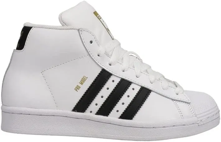 adidas Originals Pro Model Sneaker, White/Black/Gold foil, 5 US Unisex Big Kid