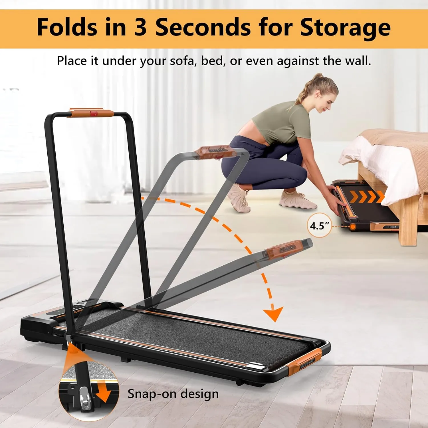 AIRHOT Under Desk Treadmill, Walking Pad 2 in 1 for Walking and Jogging, Portable Walking Treadmill with Remote Control Lanyard for Home/Office, 2.5HP Low-Noise Desk Treadmill in LED Display