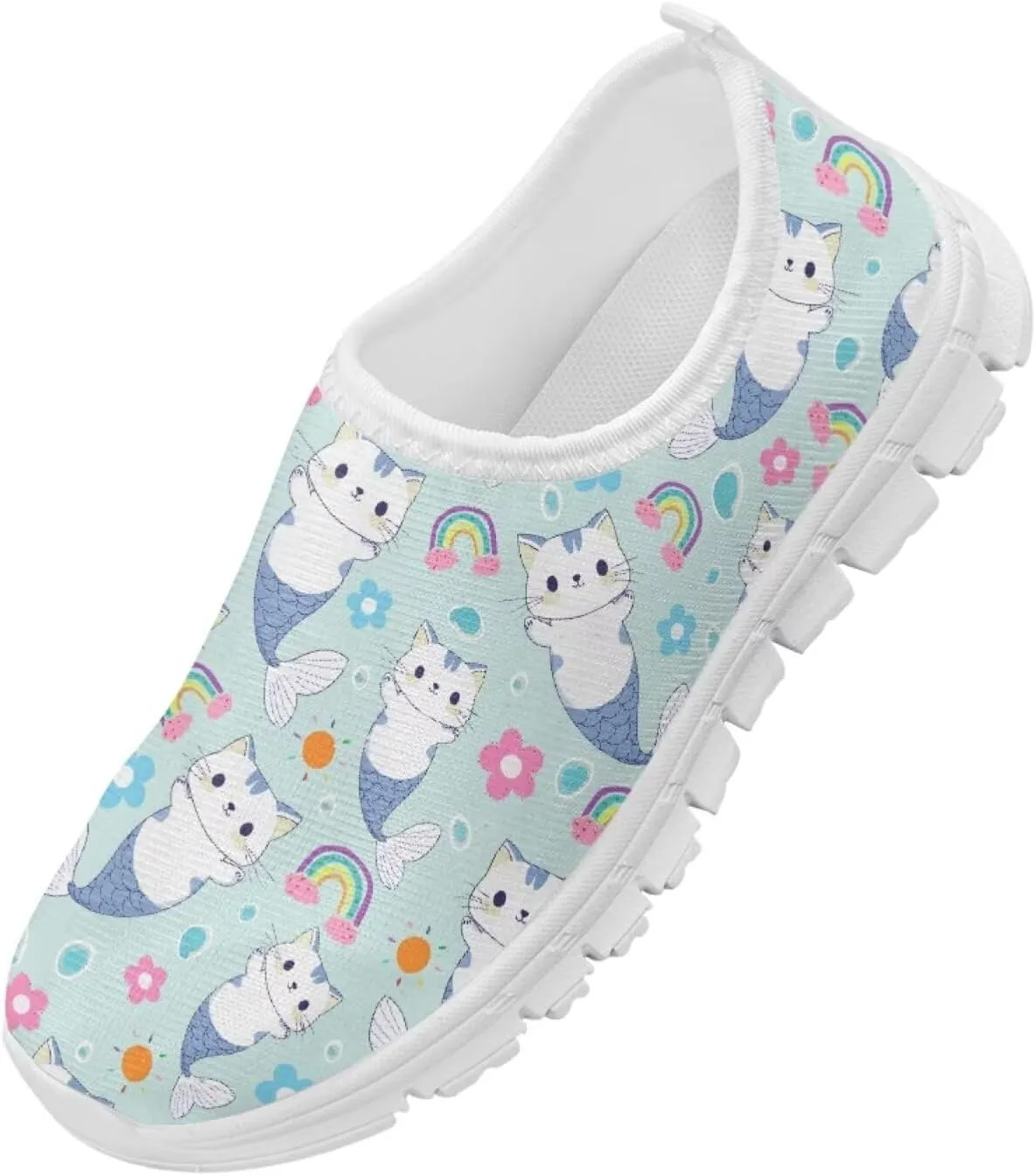Animal Print Shoes for Girls School Sneakers Breathable Mesh Running Shoes Lightweight Slip on Tennis Shoe