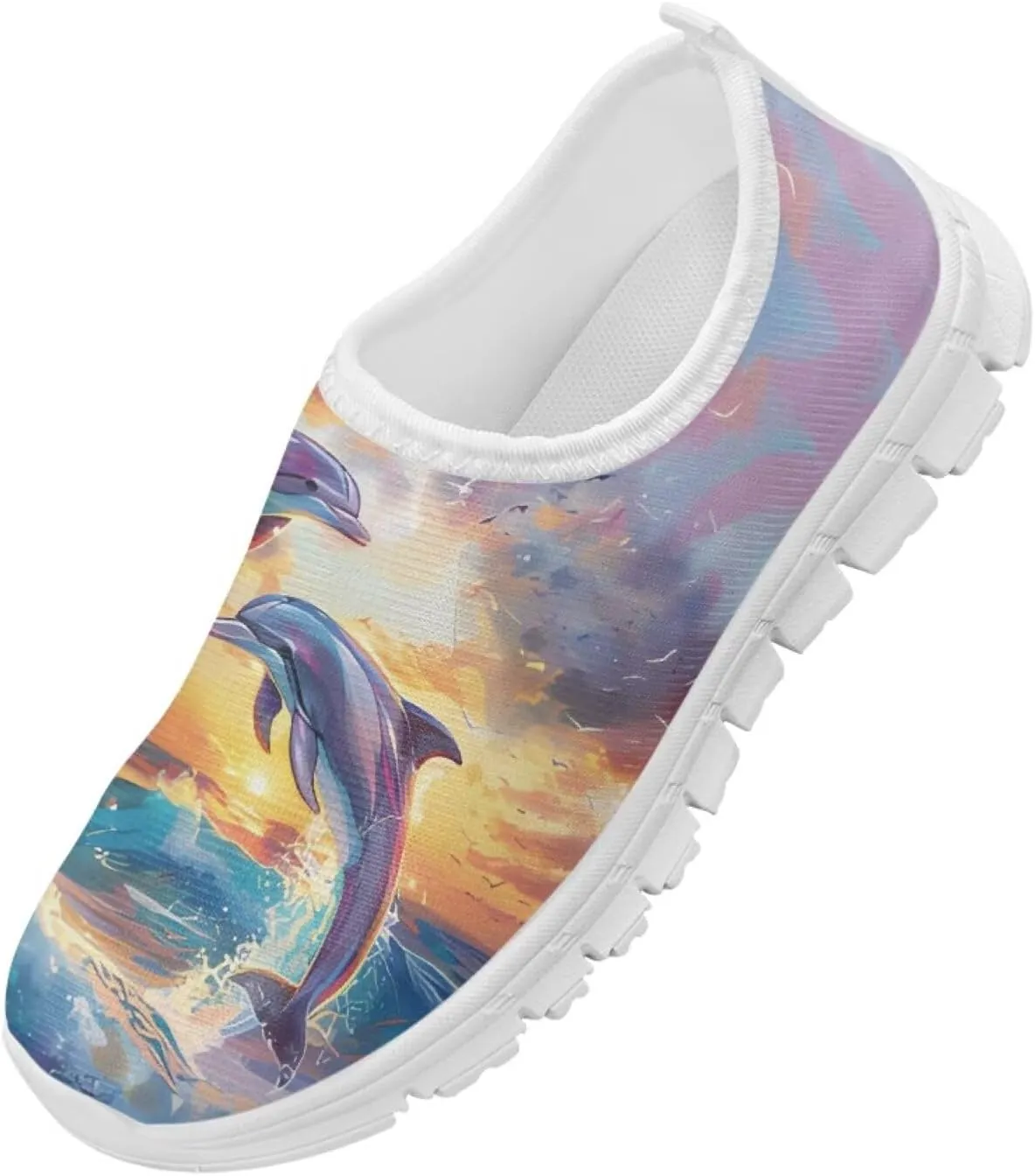 Animal Print Shoes for Girls School Sneakers Breathable Mesh Running Shoes Lightweight Slip on Tennis Shoe