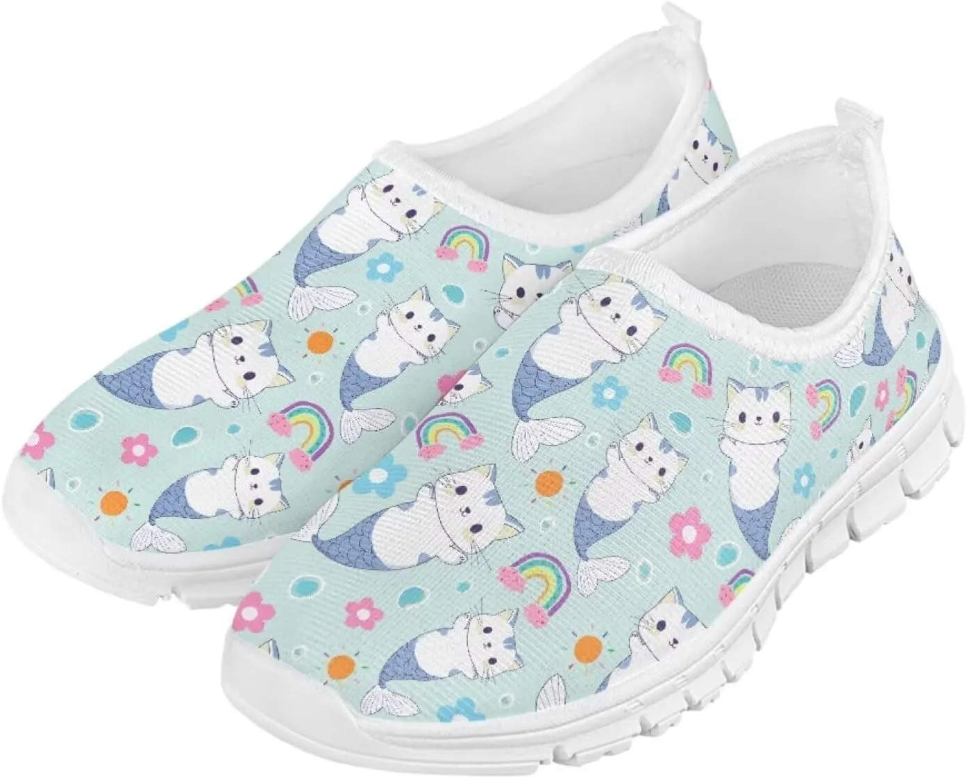 Animal Print Shoes for Girls School Sneakers Breathable Mesh Running Shoes Lightweight Slip on Tennis Shoe