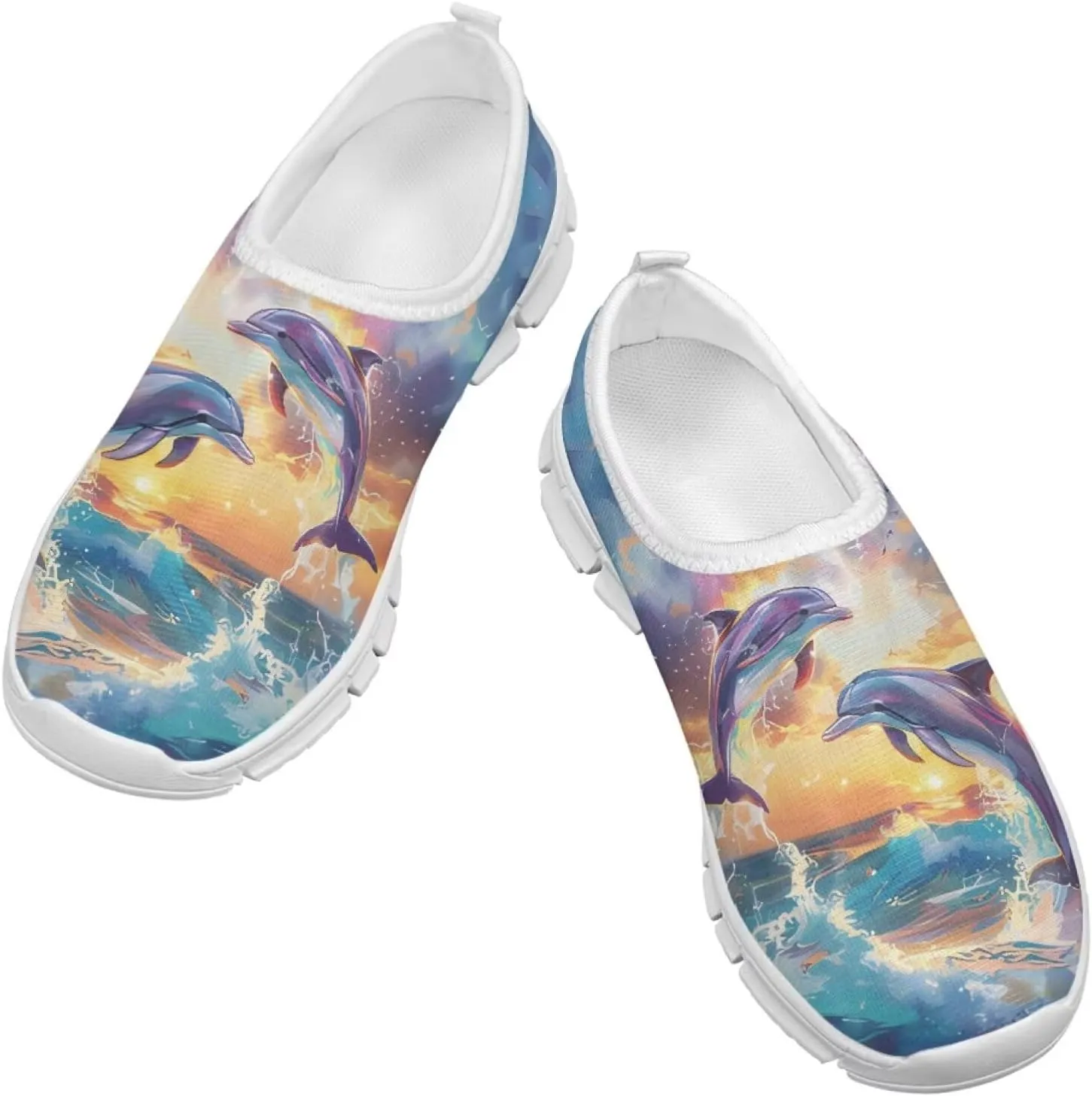Animal Print Shoes for Girls School Sneakers Breathable Mesh Running Shoes Lightweight Slip on Tennis Shoe