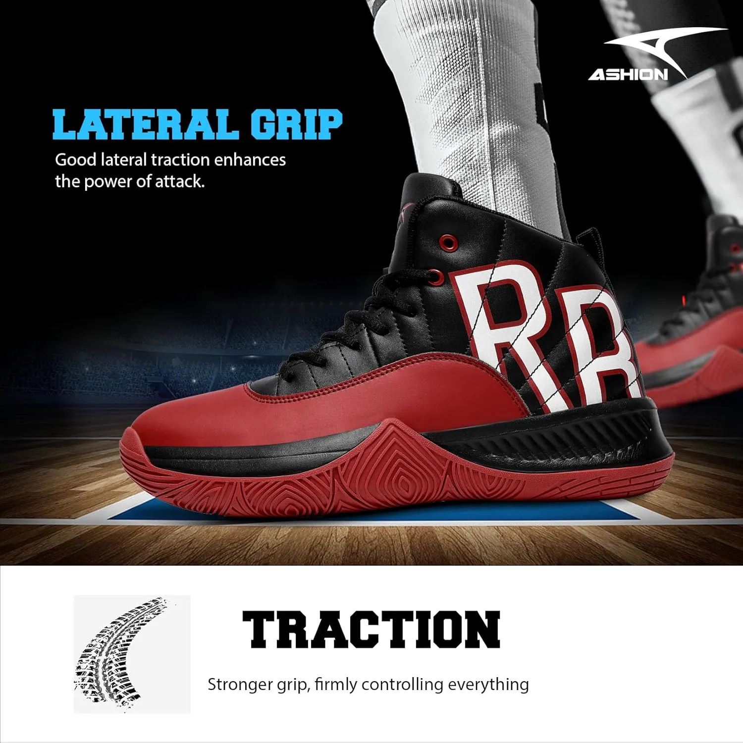 ASHION Mens Basketball Shoes High Top Streetball Lightweight Outdoor Sneakers Cushioning Shoes for Team Sports Athletic