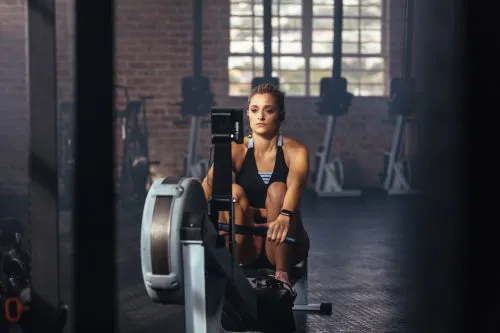 Athlete exercising in gym