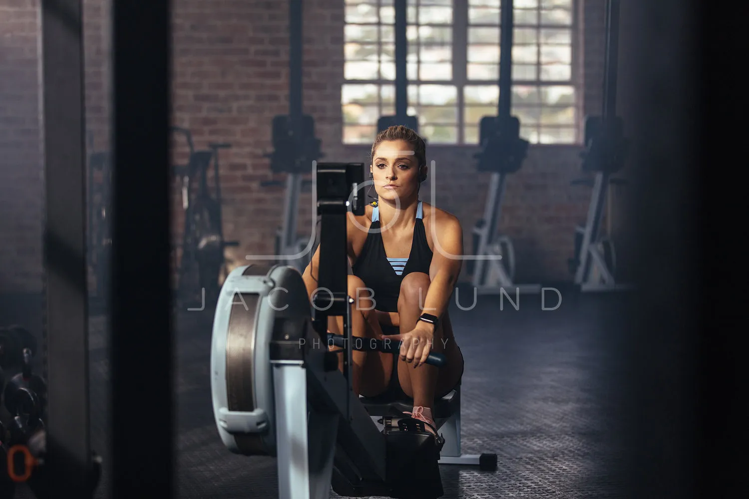 Athlete exercising in gym