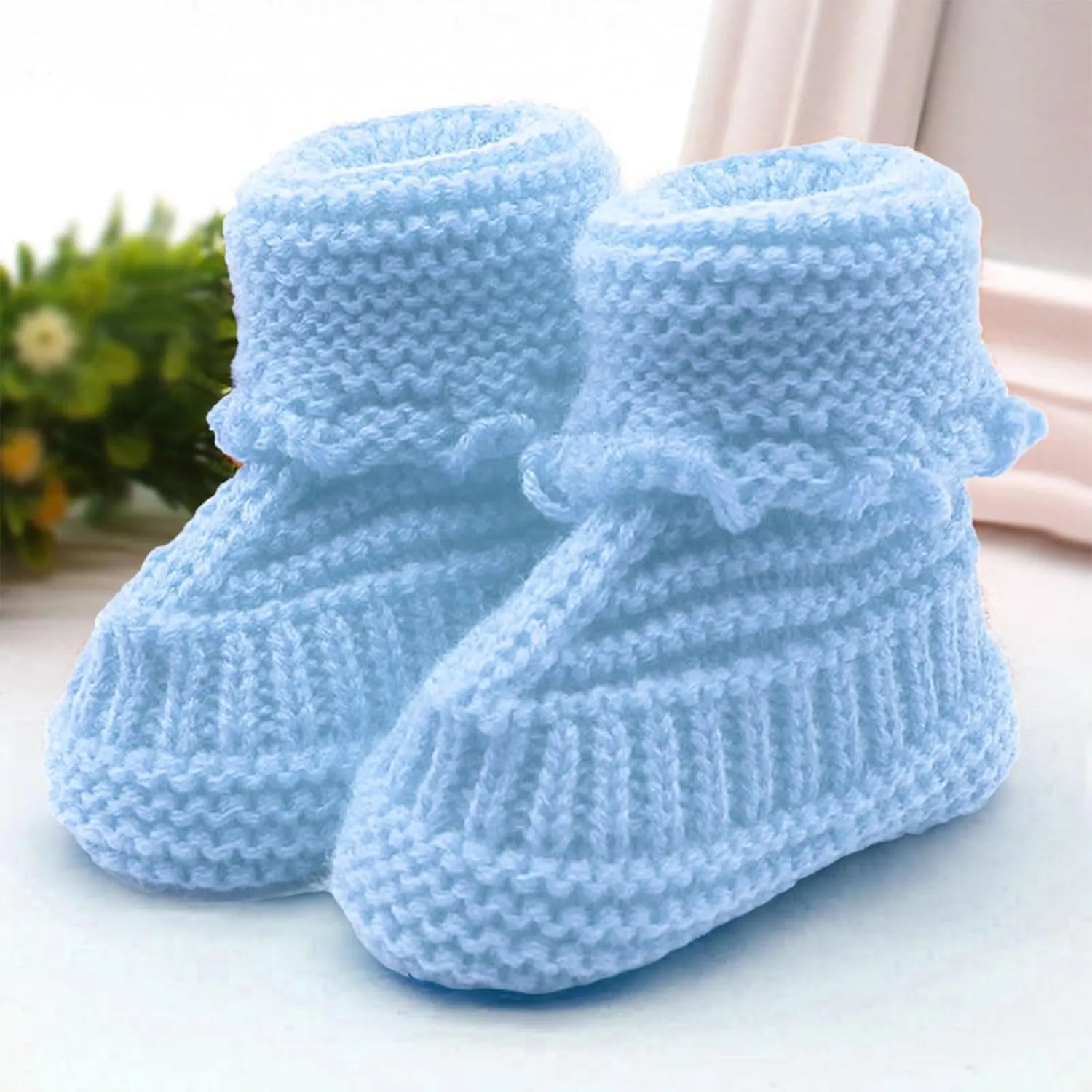 Baby Booties Newborn First Walkers Cozy Shoes Warm Knit Soft Booties for Toddler Infant Boy Girl Non Slip Crib Shoes