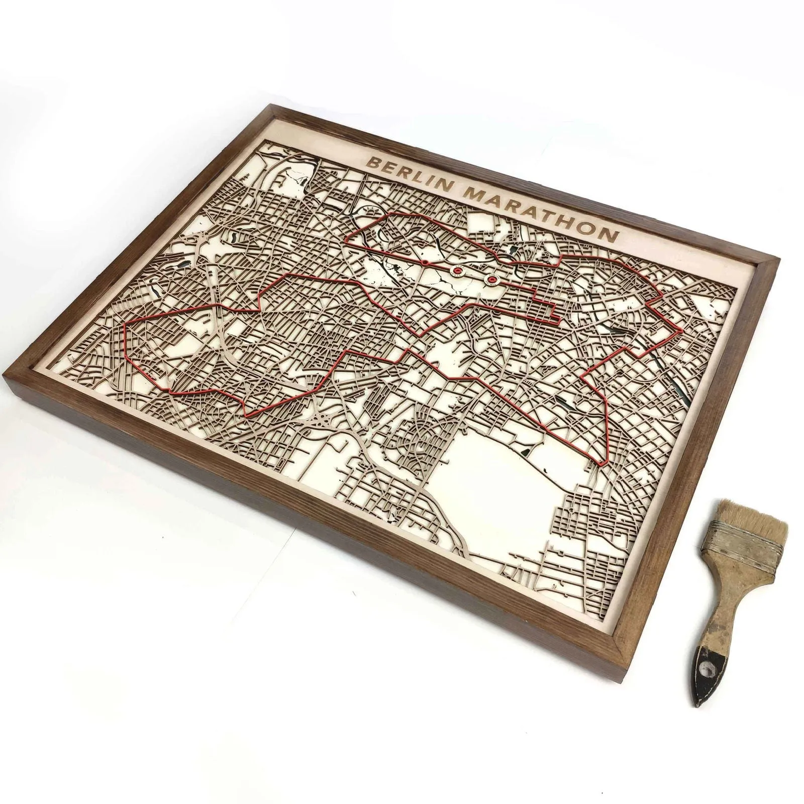 Berlin Marathon Laser-Cut Wooden Map – Unique Runner Poster Gift