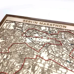 Berlin Marathon Laser-Cut Wooden Map – Unique Runner Poster Gift