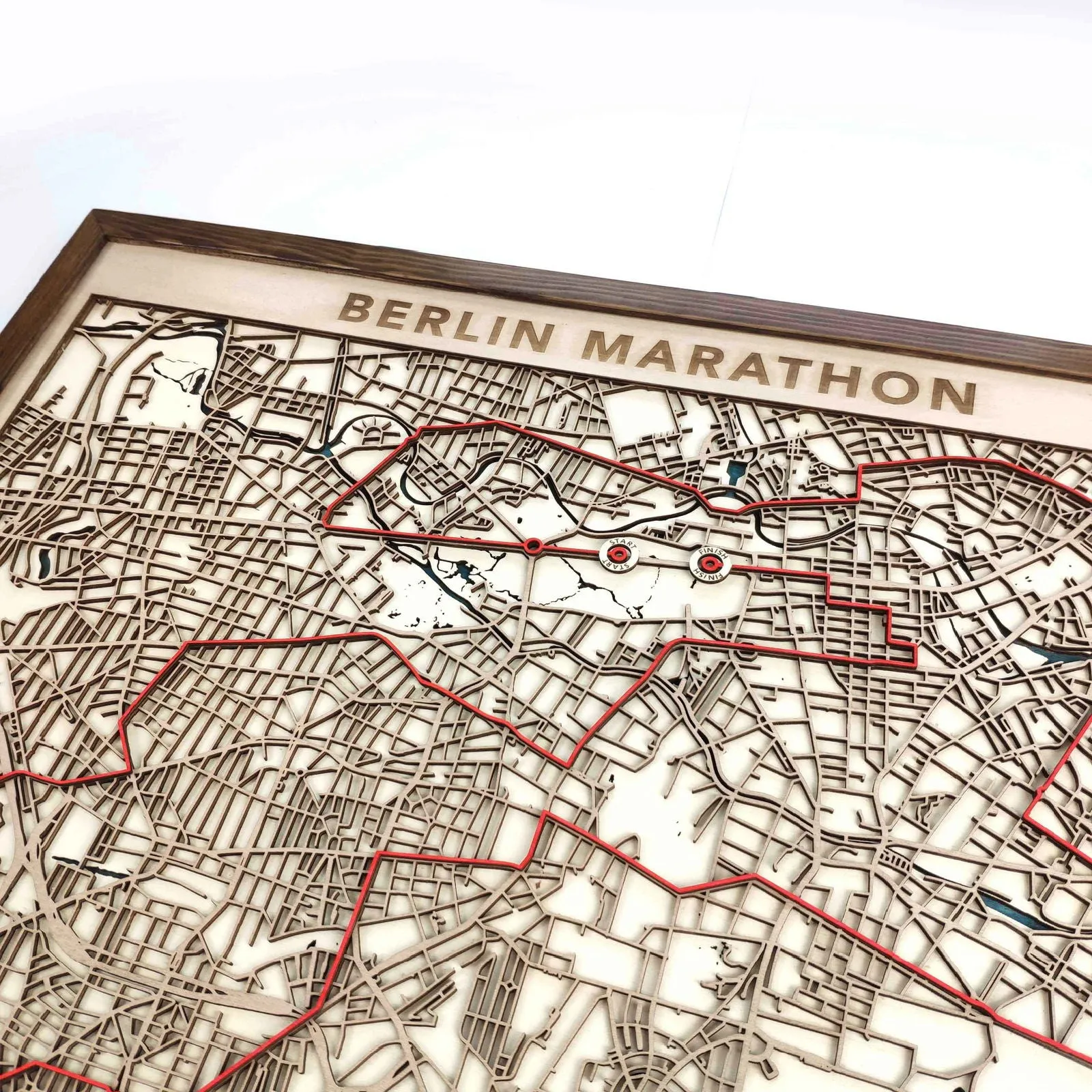 Berlin Marathon Laser-Cut Wooden Map – Unique Runner Poster Gift