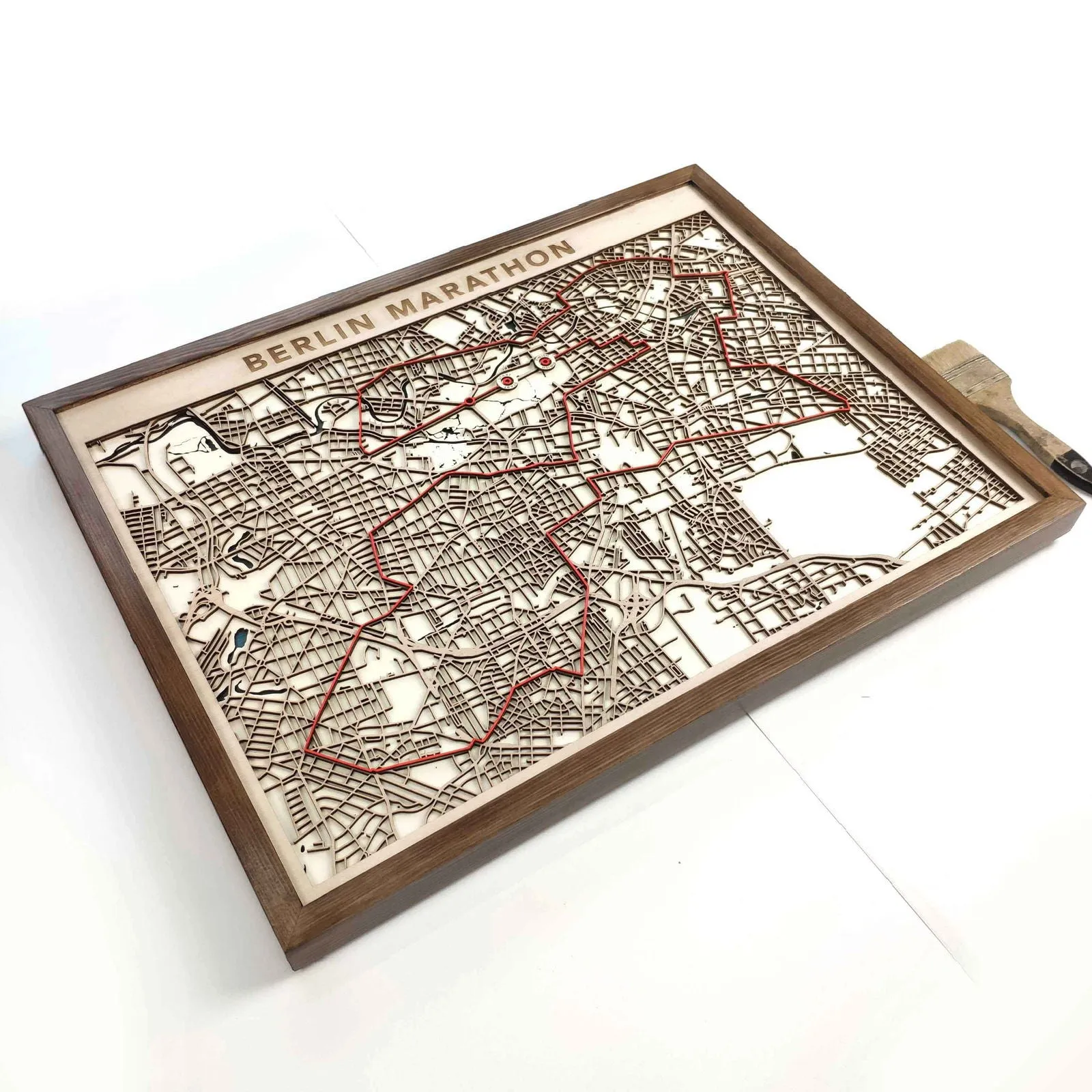 Berlin Marathon Laser-Cut Wooden Map – Unique Runner Poster Gift
