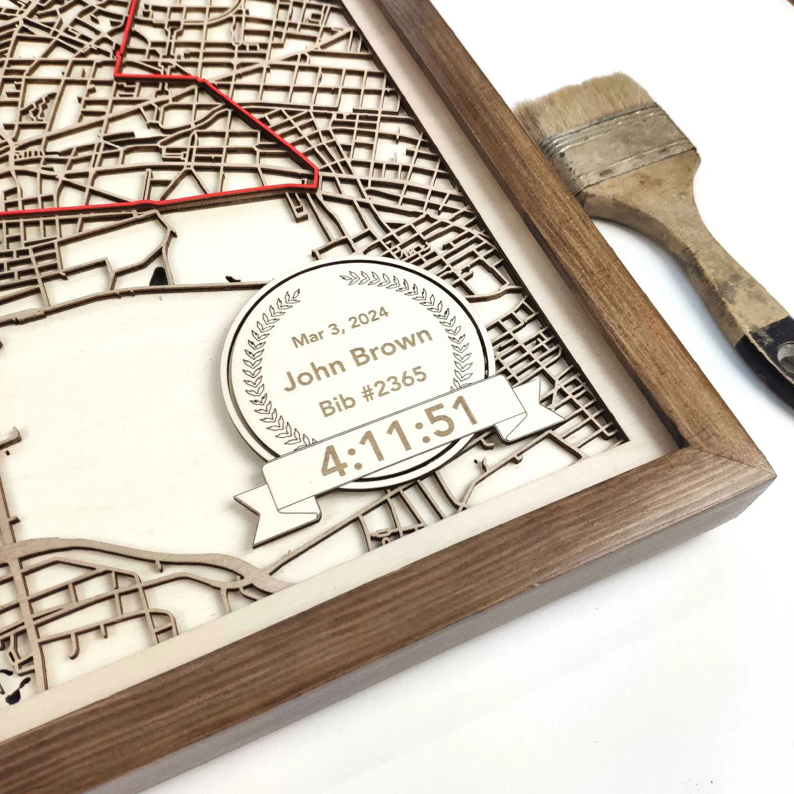 Berlin Marathon Laser-Cut Wooden Map – Unique Runner Poster Gift