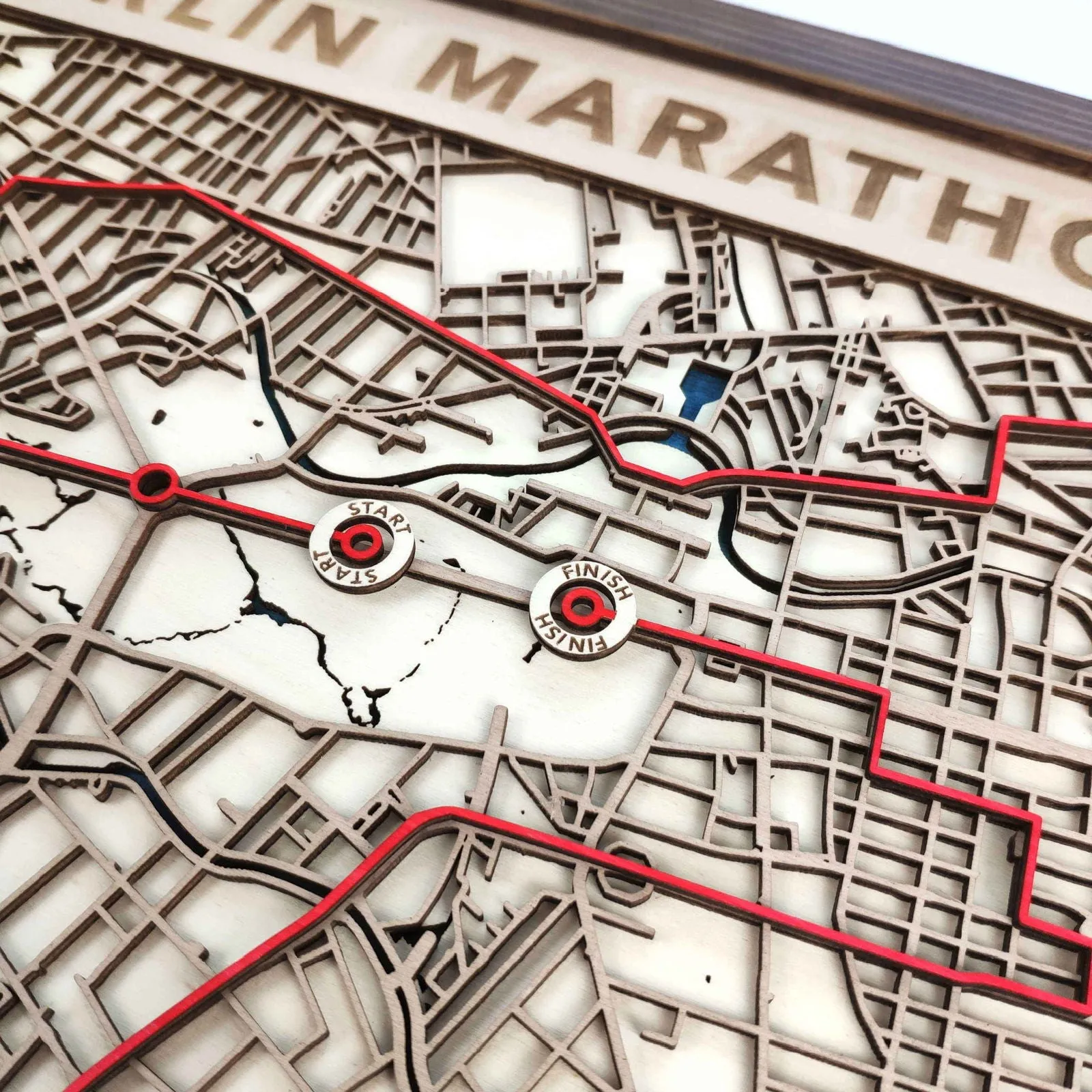Berlin Marathon Laser-Cut Wooden Map – Unique Runner Poster Gift