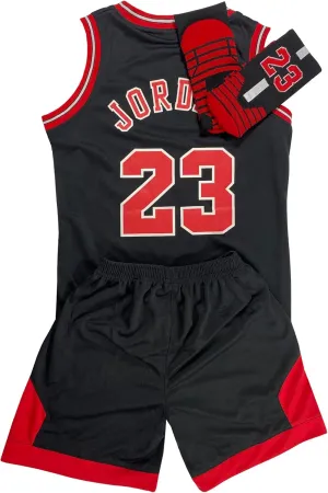 Boys Sports T-Shirt Jersey for kids Youth Basketball Jersey Short Socks Red/Black Set