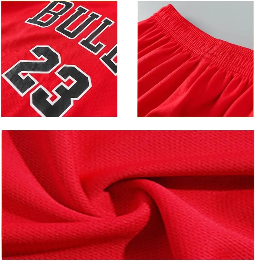 Boys Sports T-Shirt Jersey for kids Youth Basketball Jersey Short Socks Red/Black Set