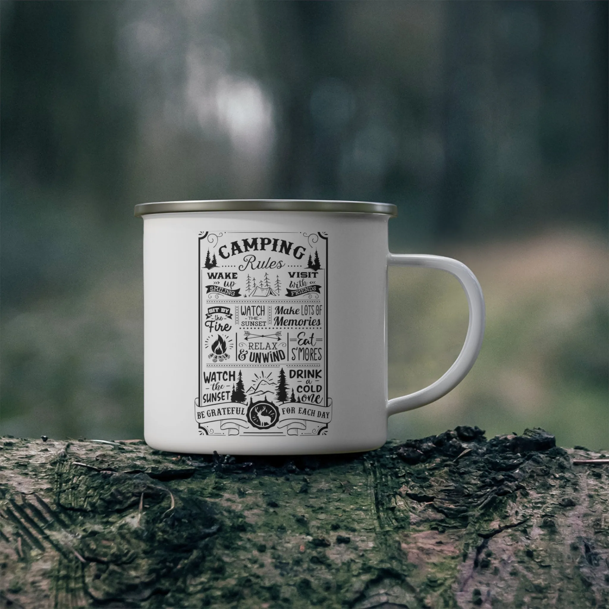 Camping Rules - Enamel Camping Mug