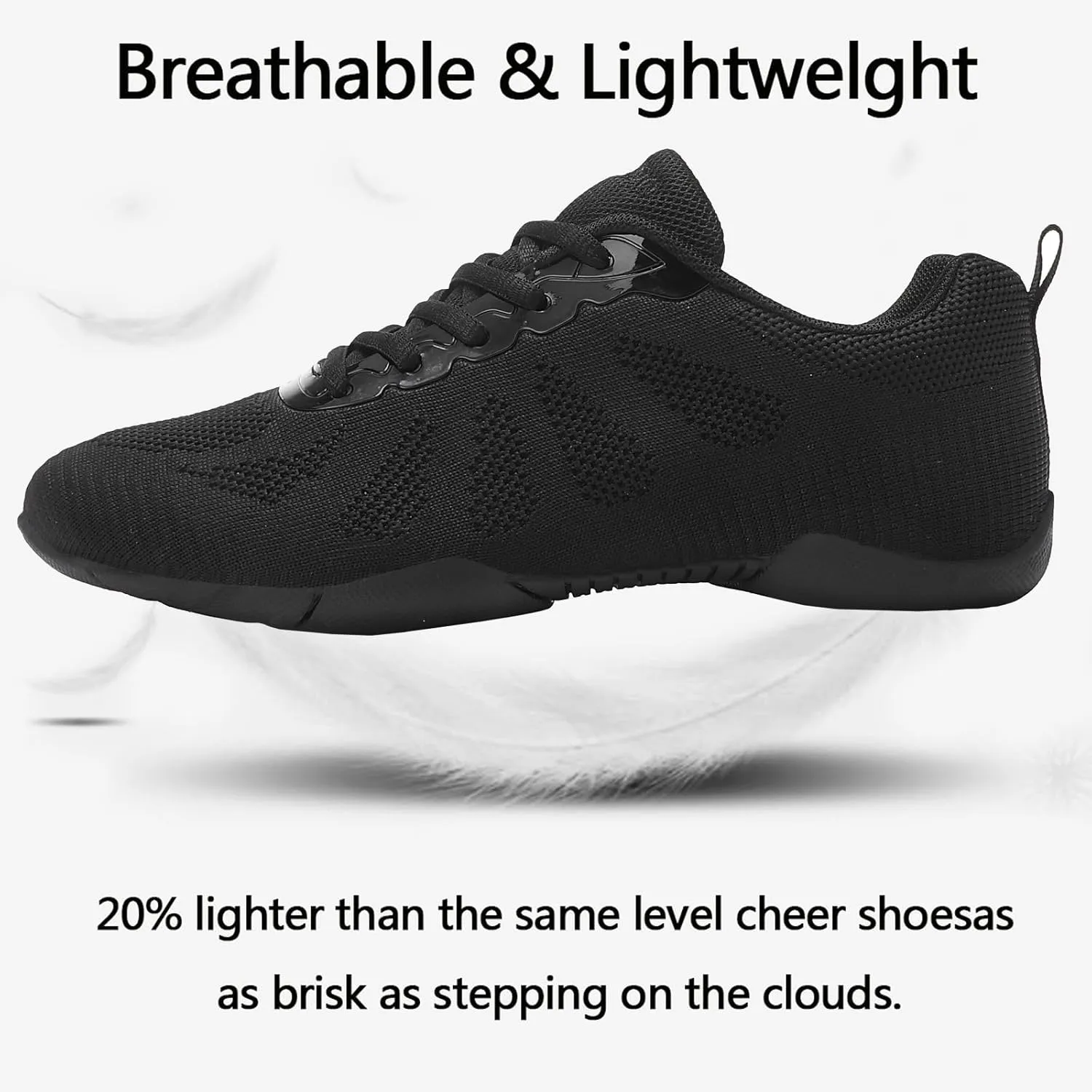 Cheer Shoes Girls Black Cheerleading Dance Shoes Athletic Training Tennis Breathable Youth Competition Cheer Sneakers Little Kid Size 12 to Women 11.5