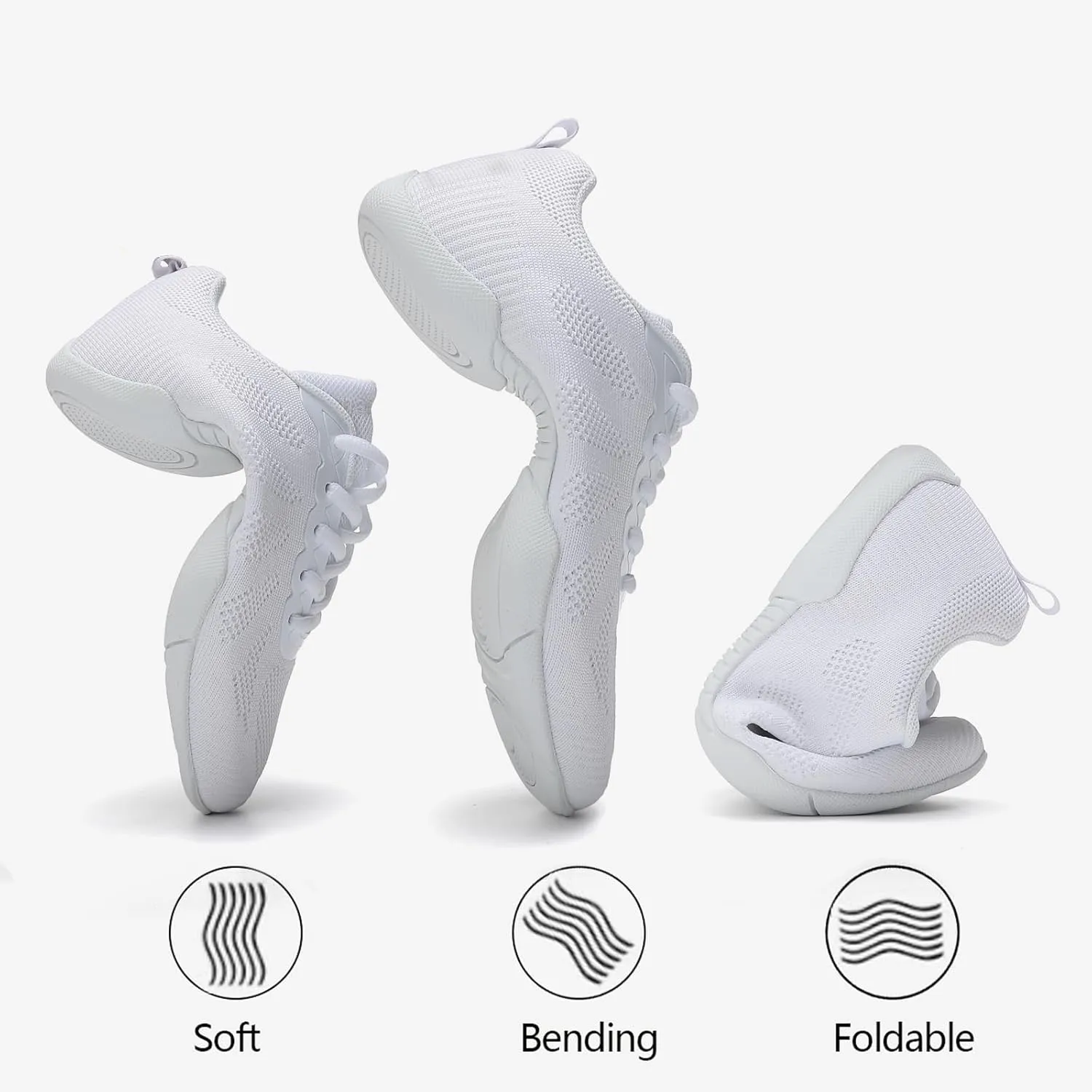 Cheer Shoes Girls Black Cheerleading Dance Shoes Athletic Training Tennis Breathable Youth Competition Cheer Sneakers Little Kid Size 12 to Women 11.5