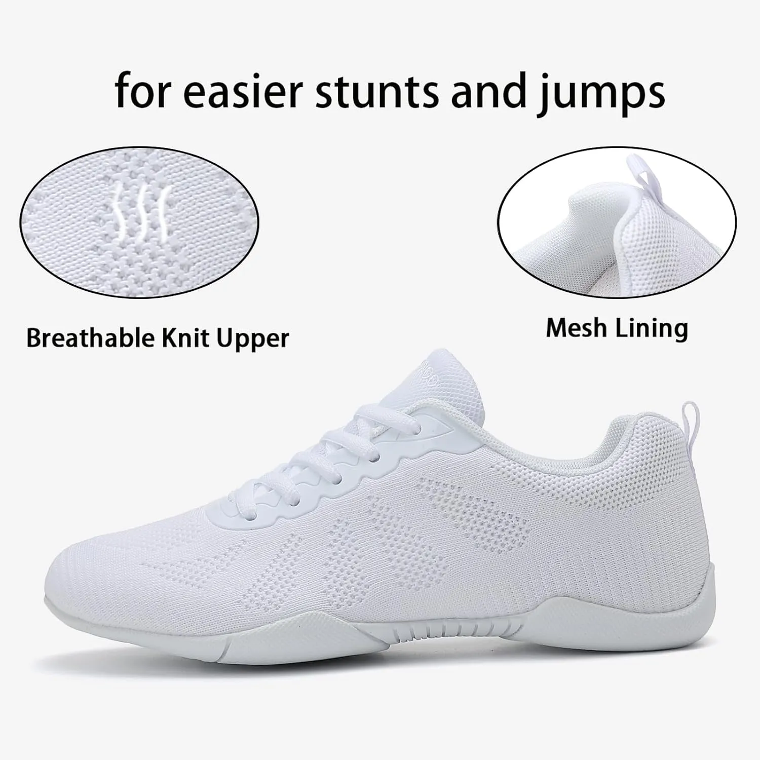 Cheer Shoes Girls Black Cheerleading Dance Shoes Athletic Training Tennis Breathable Youth Competition Cheer Sneakers Little Kid Size 12 to Women 11.5