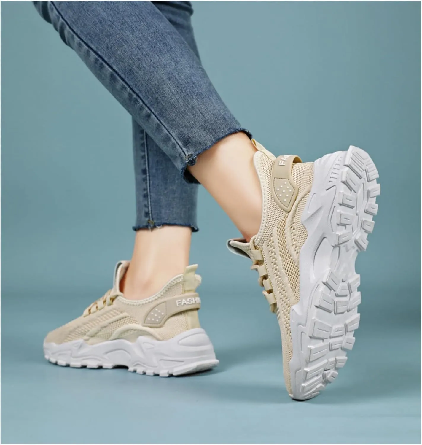 Chunky Sneakers for Women Lightweight Slip On Sneakers Comfortable Workout Sport Work Casual Tennis Shoes Fashion Breathable Soft Sole Arch Support Non-Slip Shoes