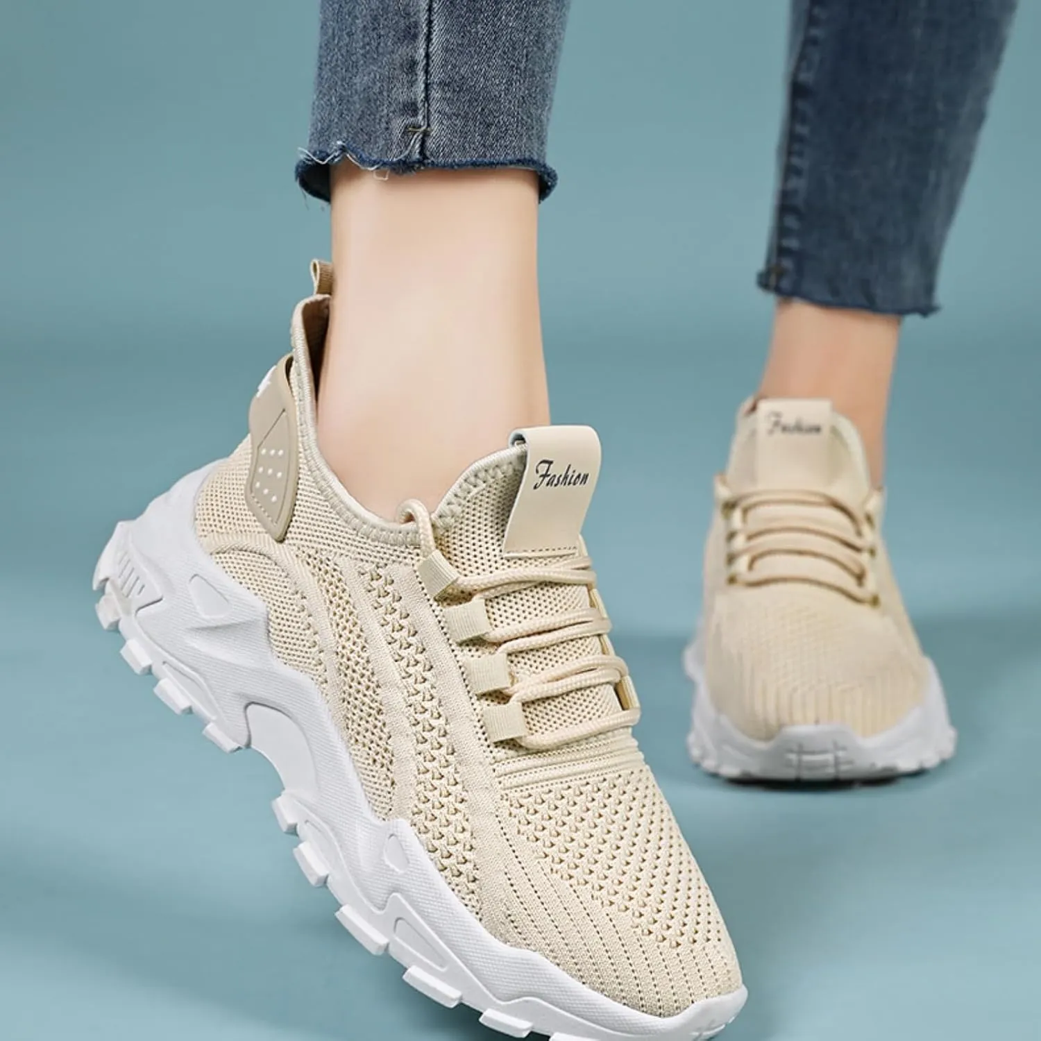 Chunky Sneakers for Women Lightweight Slip On Sneakers Comfortable Workout Sport Work Casual Tennis Shoes Fashion Breathable Soft Sole Arch Support Non-Slip Shoes