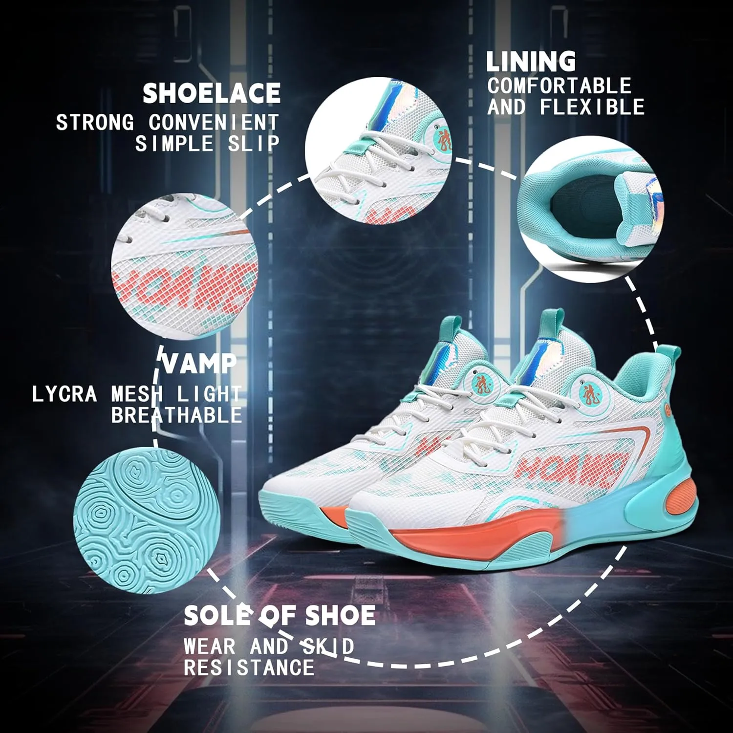 CJSPORX Men Basketball Shoes Non Slip Breathable Outdoor Fashion Sneakers
