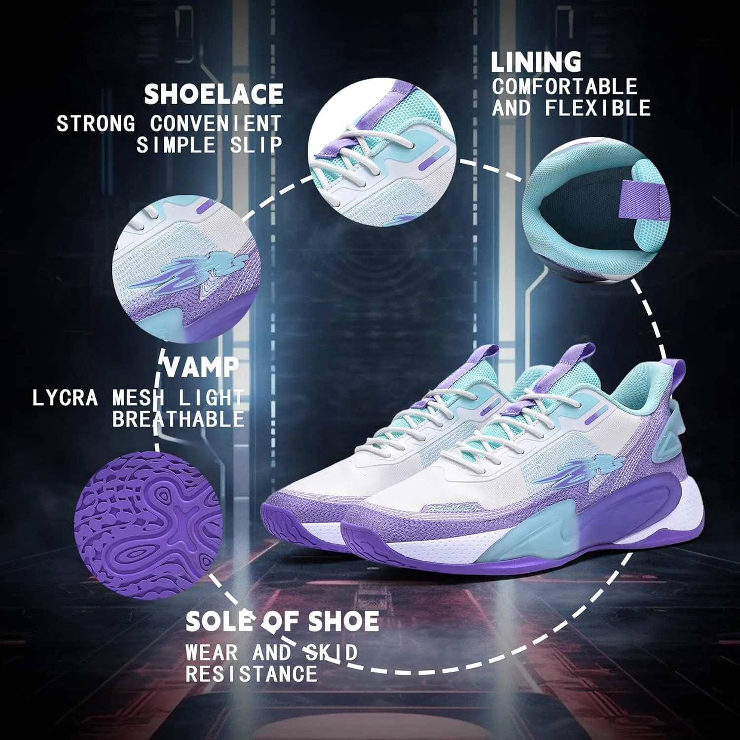 CJSPORX Men Basketball Shoes Non Slip Breathable Outdoor Fashion Sneakers