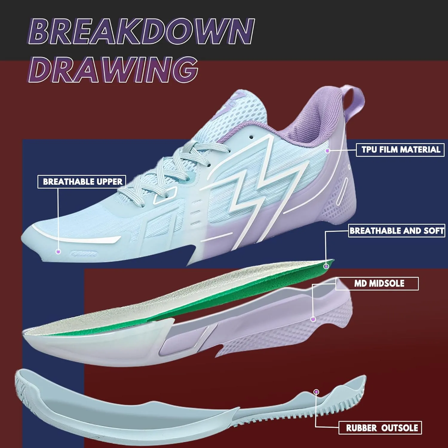 CJSPORX Men Women Basketball Shoes Breathable Non Slip Outdoor Fashion Sneakers
