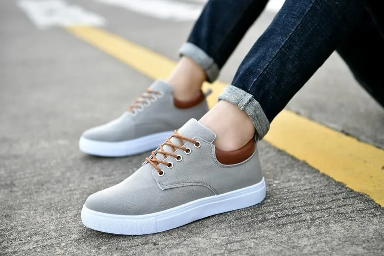 Comfortable Men's Canvas Skate Shoes for Autumn, Halloween - Black/Grey/Khaki