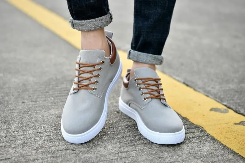 Comfortable Men's Canvas Skate Shoes for Autumn, Halloween - Black/Grey/Khaki