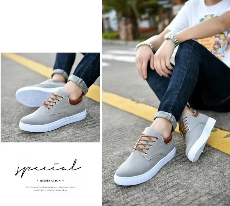 Comfortable Men's Canvas Skate Shoes for Autumn, Halloween - Black/Grey/Khaki