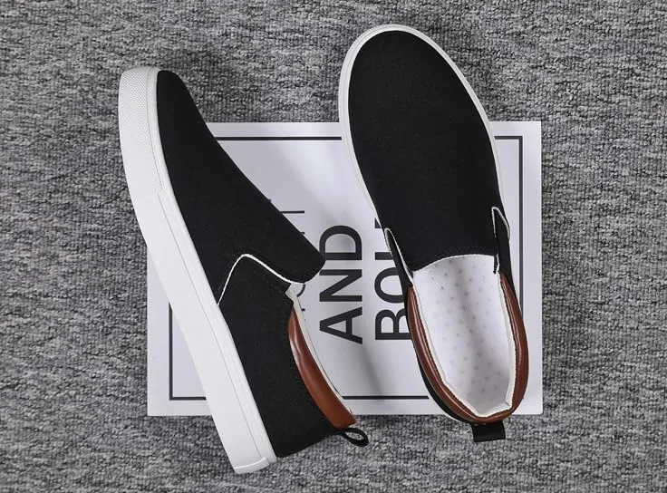 Comfortable Men's Canvas Skate Shoes for Autumn, Halloween - Black/Grey/Khaki