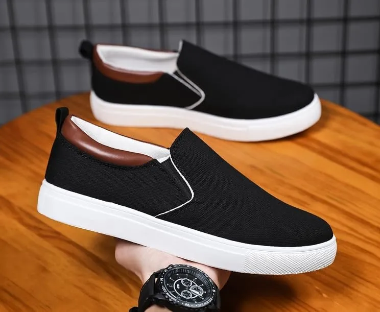 Comfortable Men's Canvas Skate Shoes for Autumn, Halloween - Black/Grey/Khaki