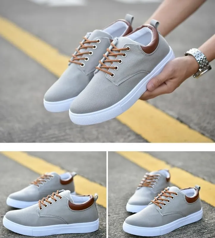 Comfortable Men's Canvas Skate Shoes for Autumn, Halloween - Black/Grey/Khaki