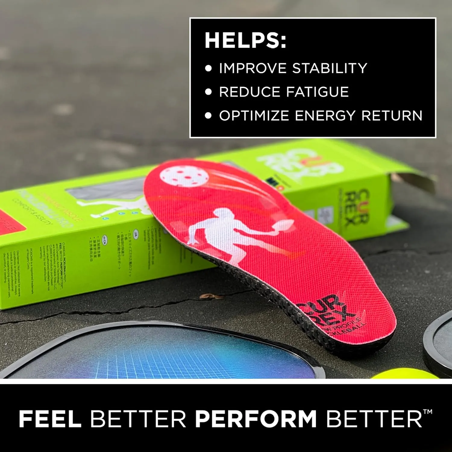 CURREX PICKLEBALLPRO Insoles for Pickleball Shoes  Arch Support Inserts w/Super Grip Surface & Premium Heel Cushioning, Helps Improve Foot Stability  for Men & Women Low Arch, Medium