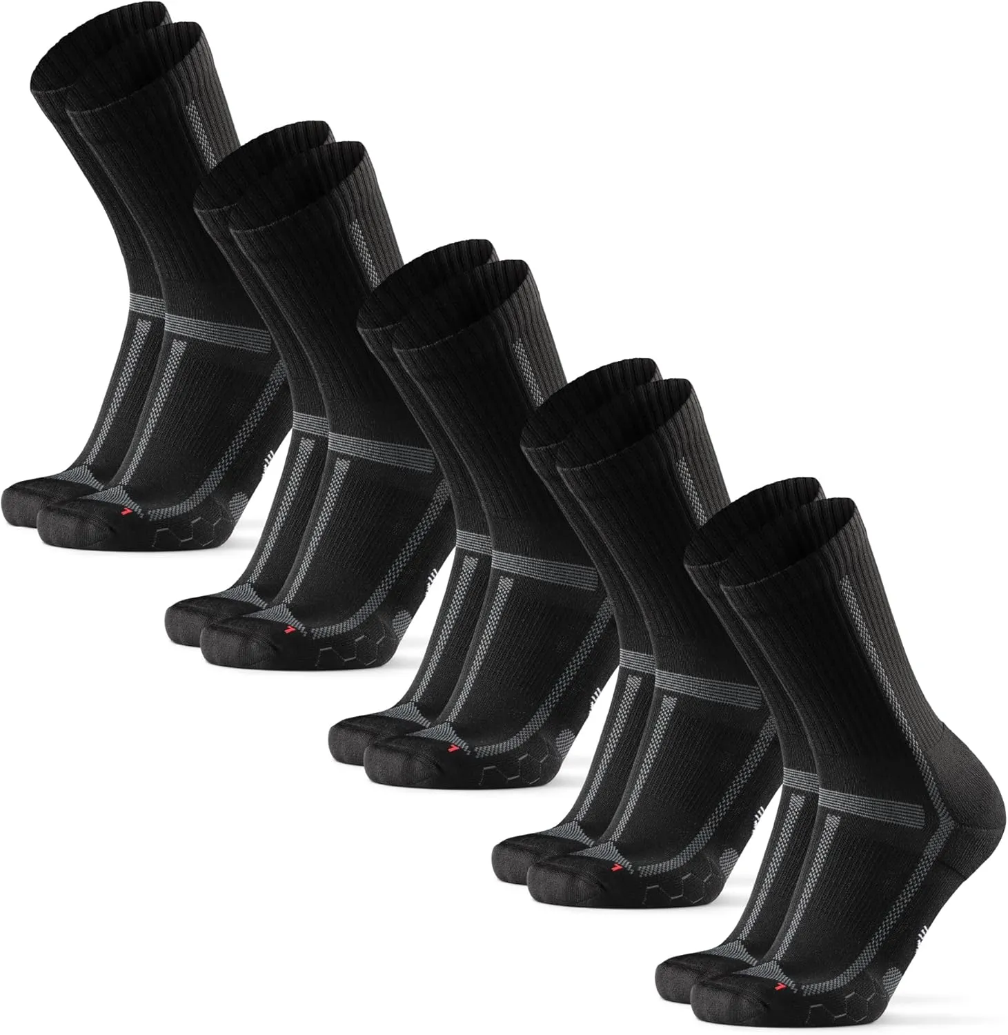 DANISH ENDURANCE Cushioned Running Socks for Long Distances, Crew Length, Anti-Blister for Men & Women, 3 and 5 Pack