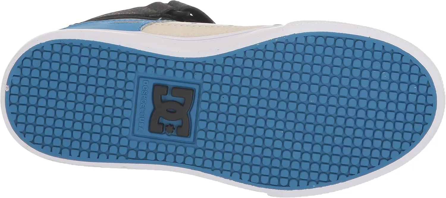 DC Boy's Pure High Top Ev Skate Shoes with Ankle Strap and Elastic Laces