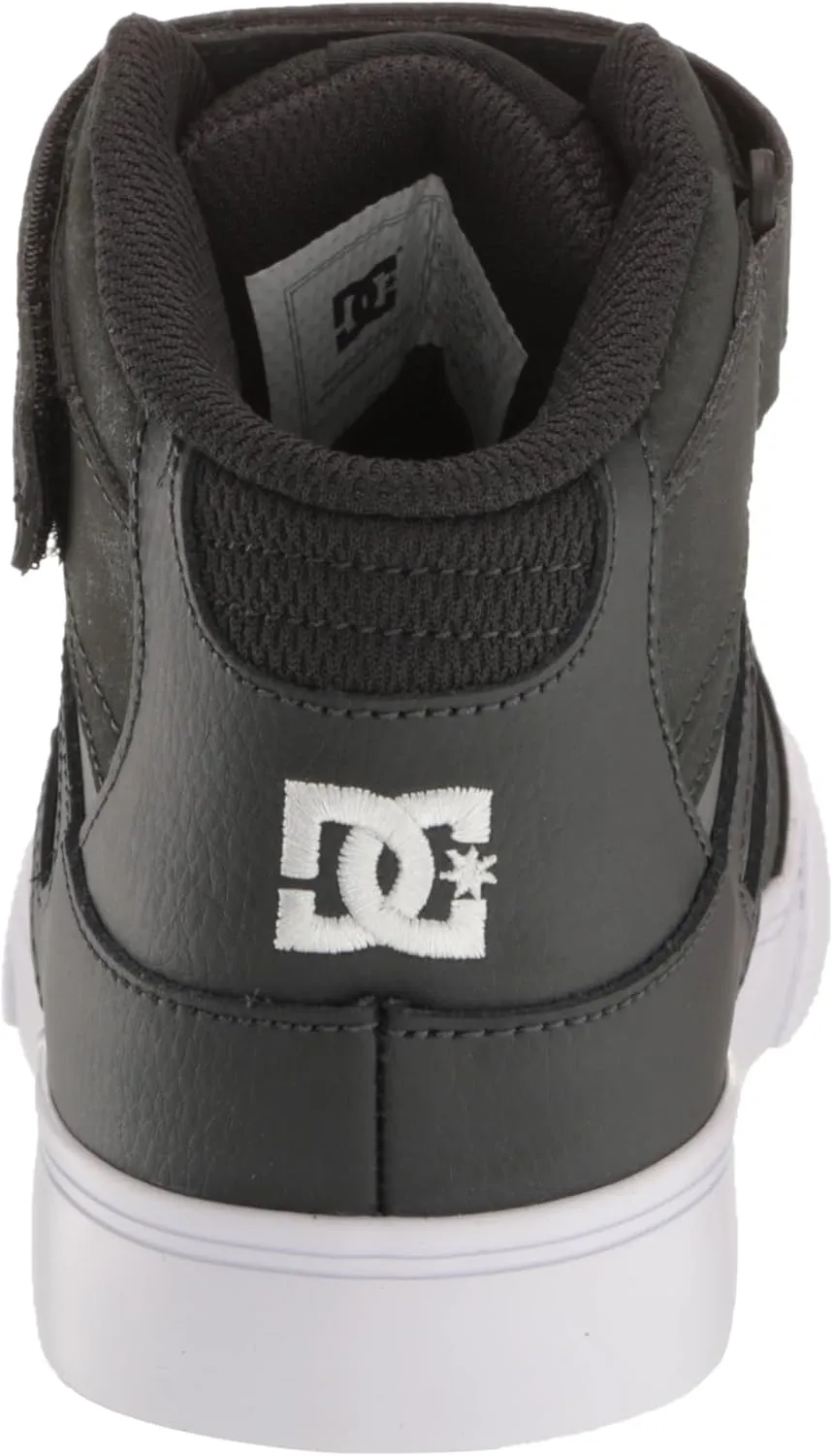 DC Boy's Pure High Top Ev Skate Shoes with Ankle Strap and Elastic Laces