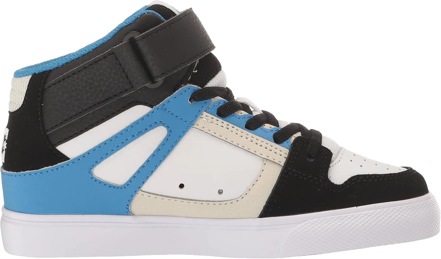 DC Boy's Pure High Top Ev Skate Shoes with Ankle Strap and Elastic Laces