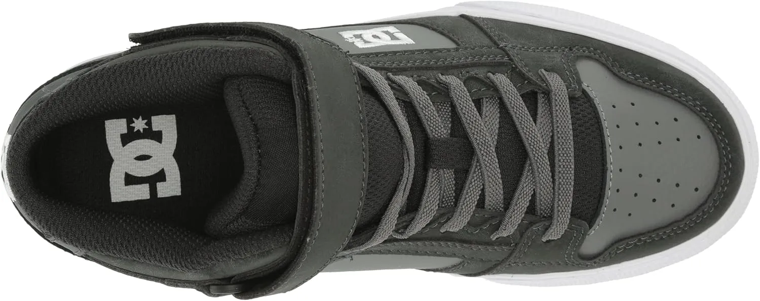 DC Boy's Pure High Top Ev Skate Shoes with Ankle Strap and Elastic Laces